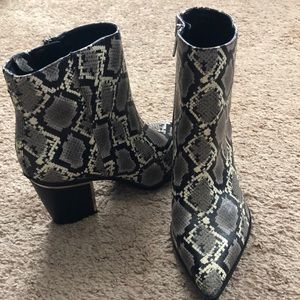 Faux snakeskin cowboy booties